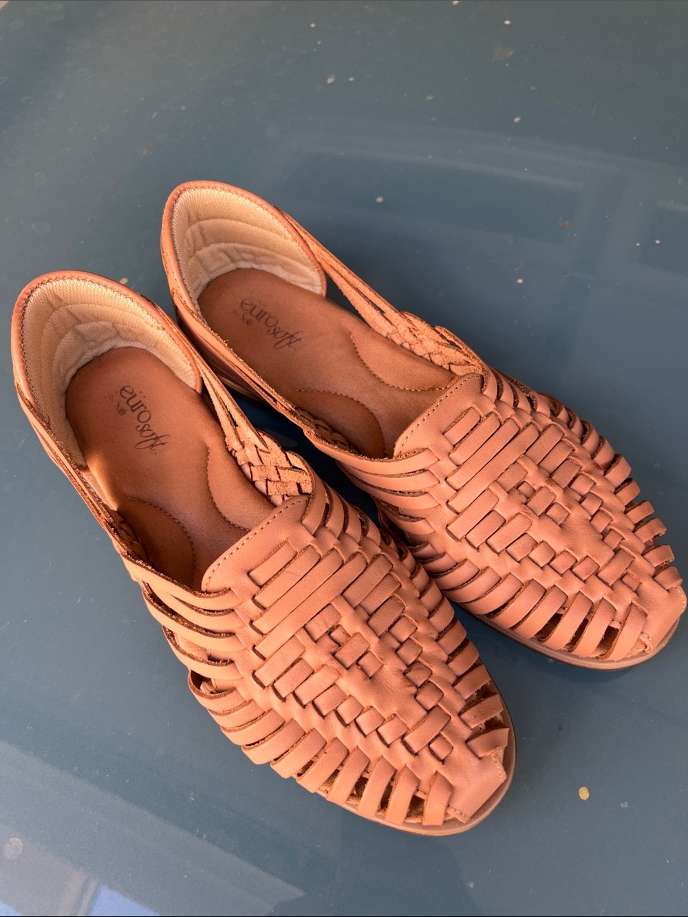Eurosoft Woven Leather Flats in Luggage, size 8